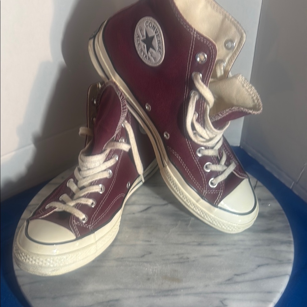 Converse Chuck Taylor Athletic Shoes - Cream and Burgundy - Picture 10 of 11